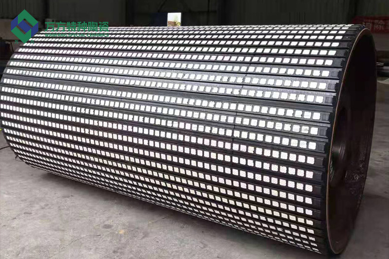 抗冲击耐磨陶瓷橡胶滚筒